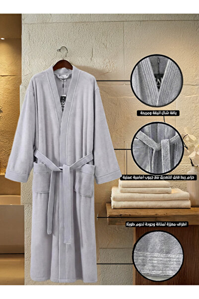 Melen Coral fleece bathrobe, highly absorbent - Olean - Gray
