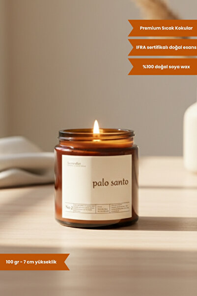 Luminolier Palo Santo Kokulu Mum - %100 Doğal Soya Mumu Amber Kavanoz Aromate...