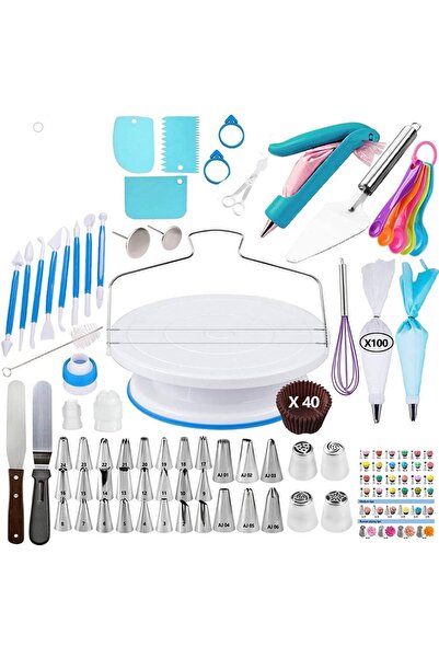 cc bin shihon Cake decorating and dessert preparation kit with rotating tray ...