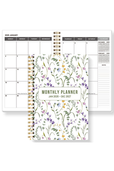 Choice مخطط أسبوعي وشهري أبيض مقاس A5 لعامي 2026-2027 - من يناير 2026 إلى ديس...