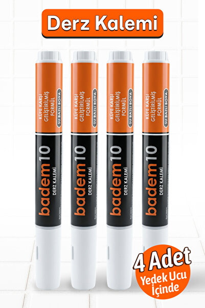 Badem10 (4 ADET) Fayans Beyaz Derz Hazır Dolgusu Boyama Boyası Kalemi Hızlı K...