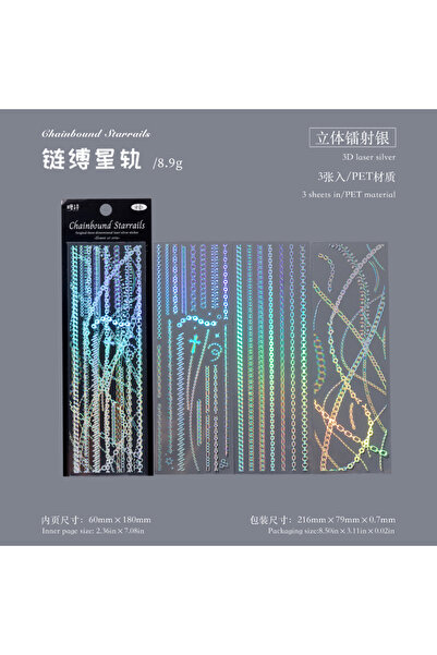 Choice مجموعة D من 3 أوراق من ملصقات العناصر، سلسلة ملصقات كاواي PET ليزر فضي...