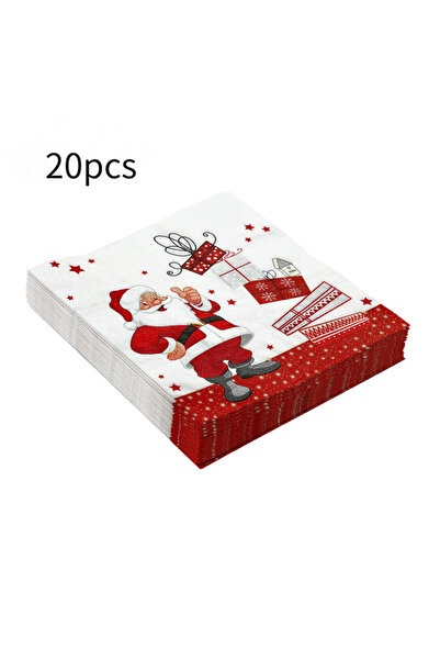 Choice 20 منديلًا لحفلات عيد الميلاد - بابا نويل، ديكور طاولة باللونين الأحمر...