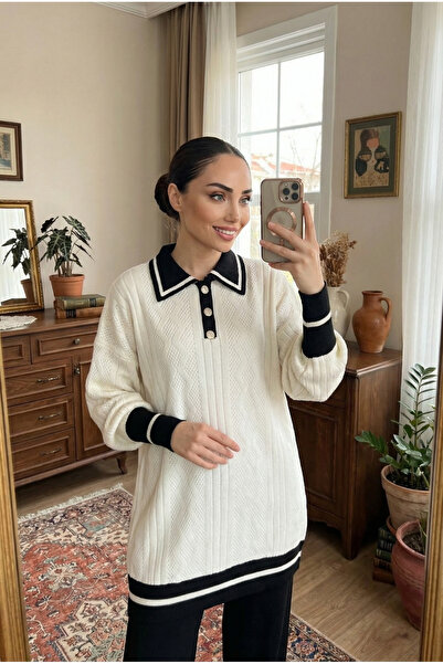 Kirazca Butik Women's Standard Size Diamond Pattern Knitwear Hijab Two-Piece Set