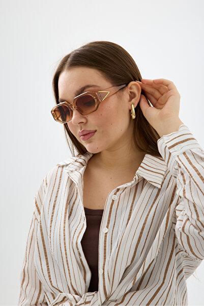 Chunky Frame Pintazo Bal Nude Women's Vintage Rectangle Sunglasses