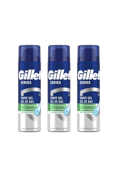 Gillette Set 3 BUCATI GEL DE BARBIERIT SERIA 200ML ALOE VERA CALMANT