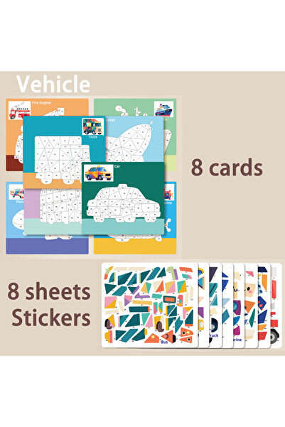 Choice Vehicle 8 Patterns Puzzle Stickers Crafts for Kids Sticker Painting Gi...