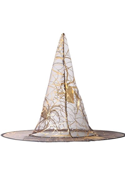 Pandoli Partidolu Halloween Çift Taraflı Örümcek Desenli Cadı İnce Tül Cadı Ş...