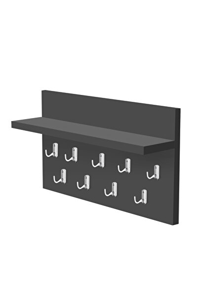 Callypso Κρεμάστρα τοίχου με 9 γάντζους και ράφι, 70x40 εκ., ανθρακί