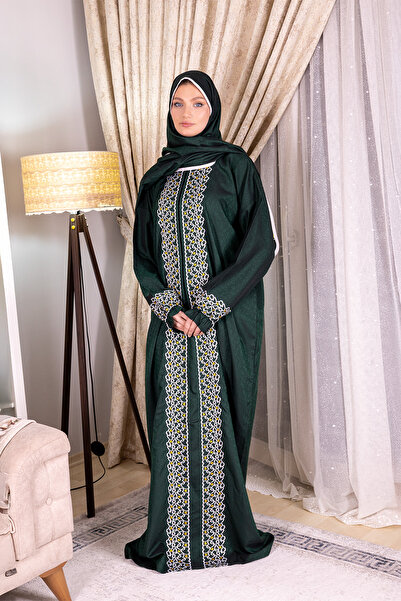 tulteks Women's One-Piece Zipper-Front Heart-Embroidered Prayer Dress