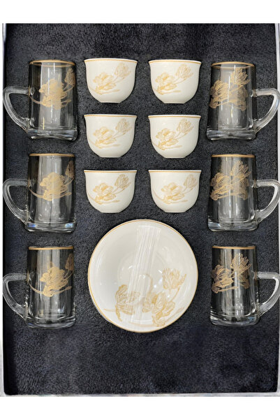 Generic 18-piece tea set with a luxurious design and elegant gold accents