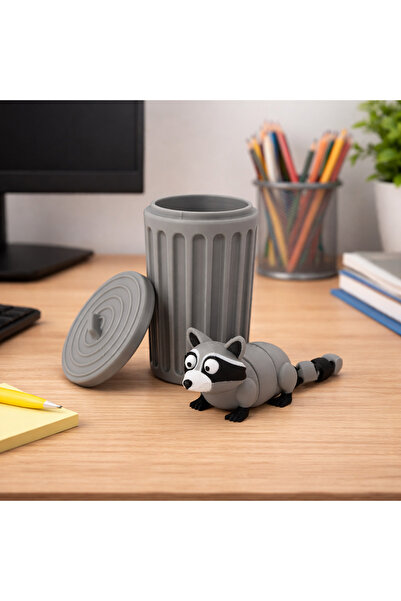 Sani Figurină, Raton în coșul de gunoi 55 X 85 mm, Gri, Negru