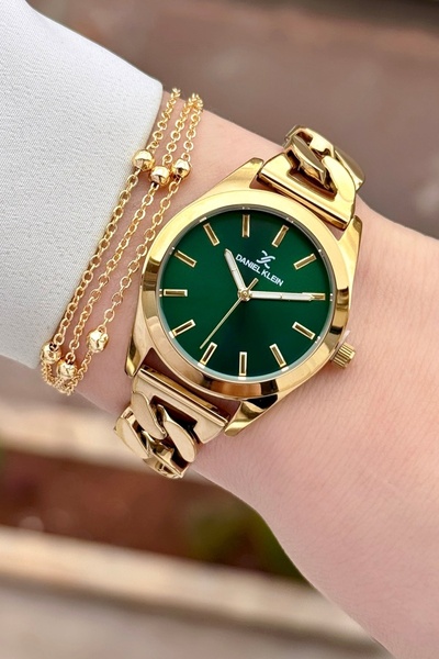 Daniel Klein Dial Green Cord Gold Color 32 mm 2 Year Warranty Women's Wristwa...