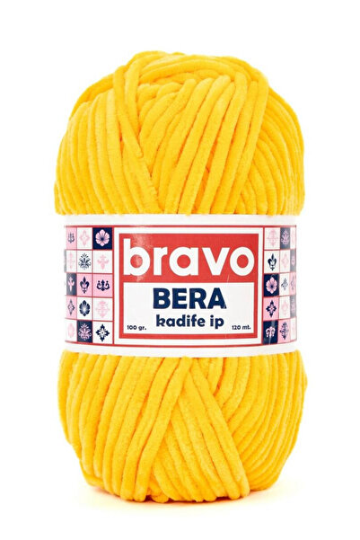 Bravo Bera 916 Ανοιχτό κίτρινο βελούδινο νήμα πλεξούδας