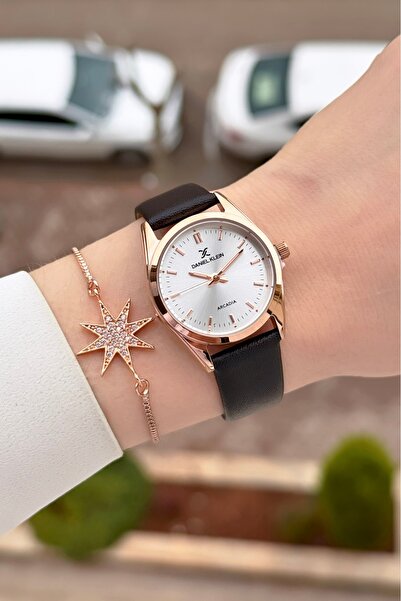 Daniel Klein Case Rose Cord Dark Brown Color Adjustable Cord Women Wrist Watc...