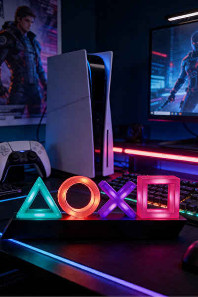 DIDA مصباح طاولة لجهاز بلاي ستيشن، 3 أوضاع إضاءة، إضاءة متفاعلة مع الموسيقى، ...