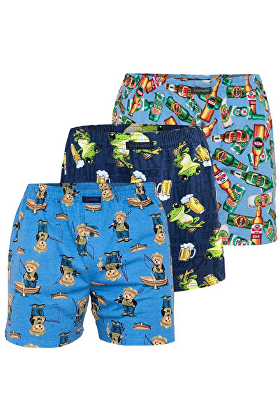 Cornette Loose Cotton Boxers Comfort Blue 3-Pack