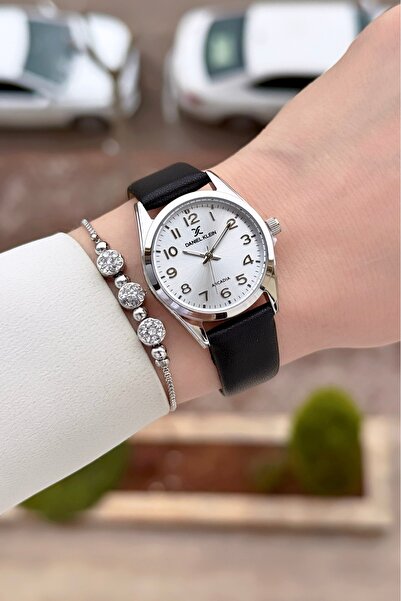 Daniel Klein Women's Wrist Watch and Bracelet with Case Gray Cord Black Color...