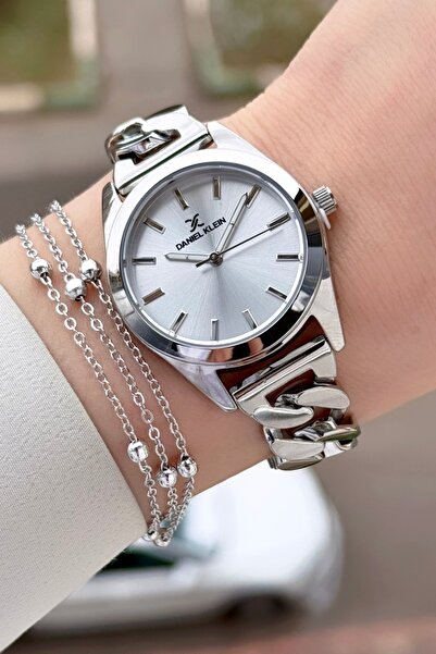 Daniel Klein Silver Color 32 mm Women's Wristwatch and Bracelet with Gift Pac...