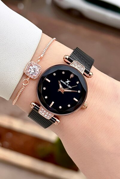 Daniel Klein Kasası Bronz Kordonu Siyah Renk 32 mm Kadın Kol Saati ve Bileklik