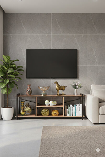 EXPERT TV table with a beautiful modern wooden design and metal legs 120x30x4...