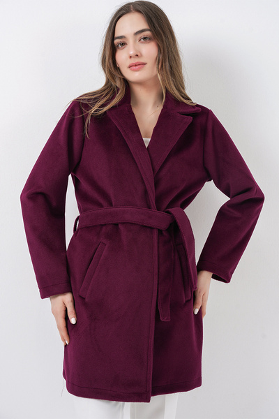 Bigdart Women's Belted Coat 9171 - Burgundy