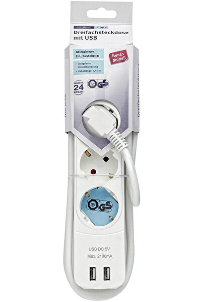 İdeen Welt Ideenwelt Çoklu Priz 3'lü 2'li Usb Beyaz -ges-141 Bsc