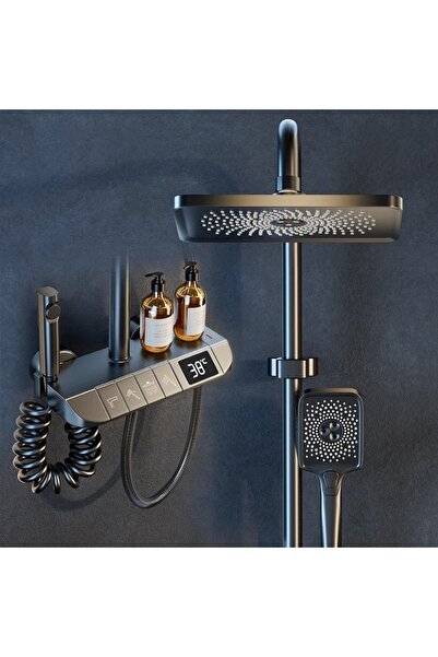 OEM Digital Display Shower Set, Rectangular Shower Head, 4 Functions, Matte B...