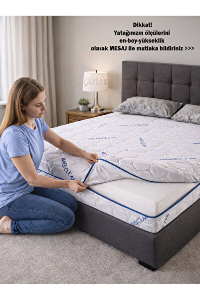 Artex Kılıf Nano 160x200 Yatak Kılıfı Koruyucusu Yatak Örtüsü Fermuarlı Kılıf...