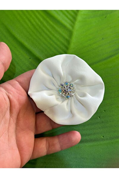 Gönülden Tasarım Zirkon Taşlı Beyaz Broş Yaka İğnesi Giyim Aksesuarı 8x8 Cm