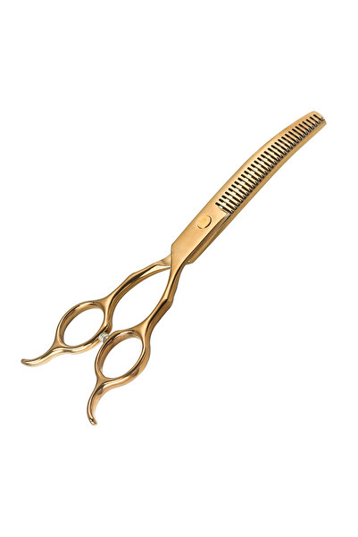 Choice مقص ذهبي مزدوج الذيل منحني لتخفيف شعر الكلاب وتقليمه بشكل جميل، مثالي ...
