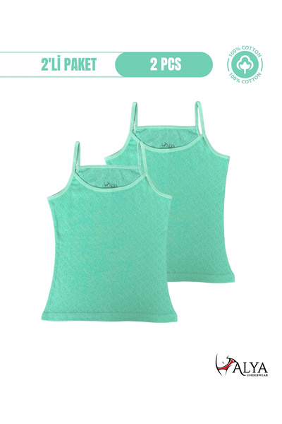ALYA UNDERWEAR Girl's 100% Cotton Fabric String Strap Tank Top - Pack of 2