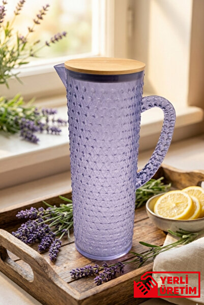 GUGGA Crysta 1.5 L Akrilik Plastik Sürahi – Vakumlu Bambu Kapaklı, Şeffaf Des...