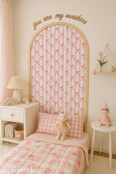 Tasarım 'You Are My Sunshine' Ahşap Çerçeve ve Fiyonk Duvar Sticker Seti, Beb...