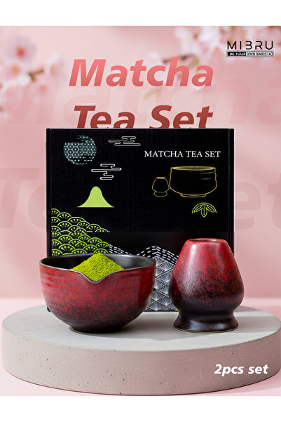 Generic Red 2pcs Japanese Matcha Tea Set Indoor Beverage Shop Tea-making Tool...