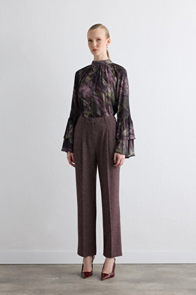 Gusto Панталони с висока талия и плисета - бордо