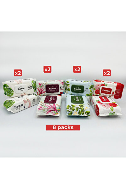 Bumble Pachet mixt de 8 șervețele umede - 8 x 120 de foi
