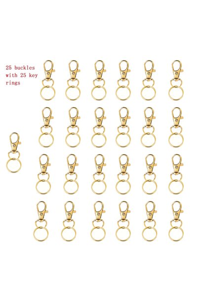 Choice 50pcs gold 50PCS key chain hook with key ring, metal rotating lobster ...