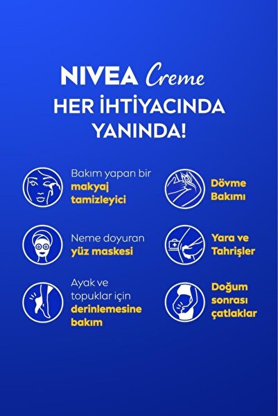 NIVEA Nemlendirici Creme 250ml, El Yüz Vücut, Bakım Yapan Koruma, Eucerit, Yumuşak Cilt, X2 Adet