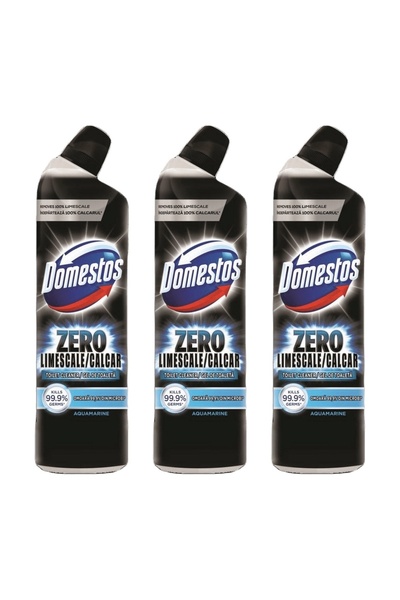 Domestos Set 3 BUCATI - LICHID CURATAREA TOALETEI 750ML ACVAMARINA ZERO CALCAR
