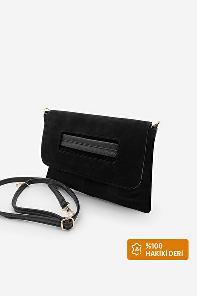 Marjin حقيبة يد نسائية بحزام متقاطع وحقيبة كتف من جلد الغزال الأسود سونيرا