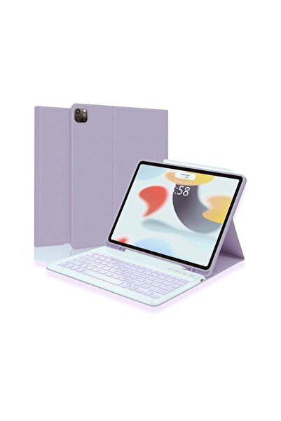 Fuchsia iPad Air 11 inç M2 Çipli 2024 6. Nesil Uyumlu Klavyeli Stand Özellikl...