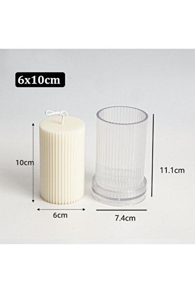 Choice قالب شموع أسطواني مخطط 6×10 سم، ذو سطح مستوٍ، أداة لصنع الشموع الأسطوا...