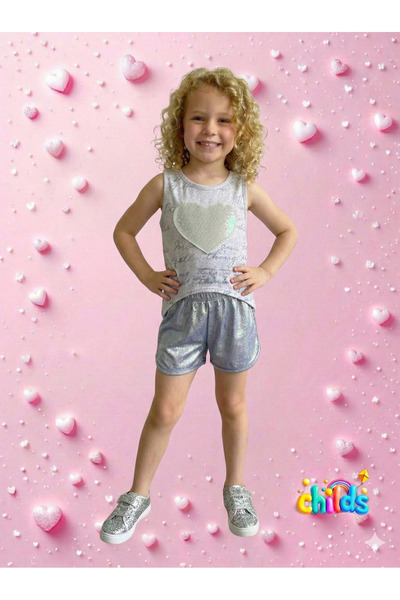 childs Letnja kombinacija za devojčice, gornji i donji deo sa dizajnom u obli...