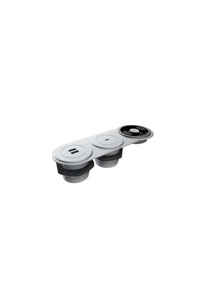 metalline ® Circular-Line Modüler Hızlı Şarj Kutusu Wireless Usb/Type-C Gümüş