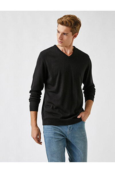 Koton Basic-Pullover mit V-Ausschnitt