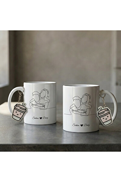 artemoris Kişiye Özel Sevgililer Günü İkili ve Anahtarlık – İsimli Minimal Çi...