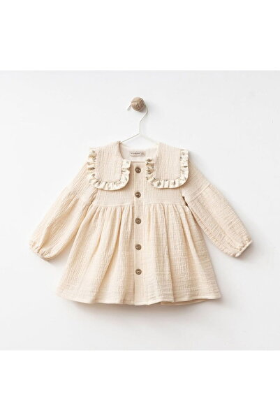 WONDRESS BABY W1055 Kız Bebek Fırfırlı Kare Yaka Uzun Kollu Elbise