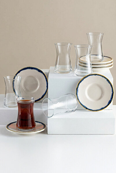 Digithome Heybeli 6 Kişilik 12 Parça Çay Seti 160ml Mavi TL4052310 C320.225