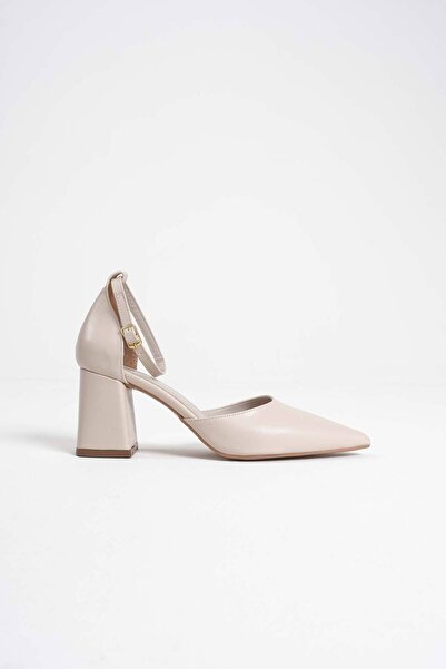 Leyan Butik حذاء دورين بيج الجلدي للنساء بكعب عالي